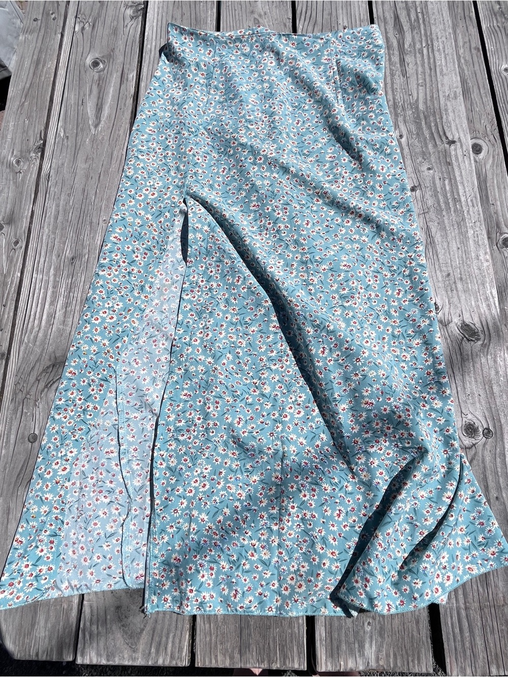 SHEIN Blue Floral Maxi Skirt with Side Slit M/L
